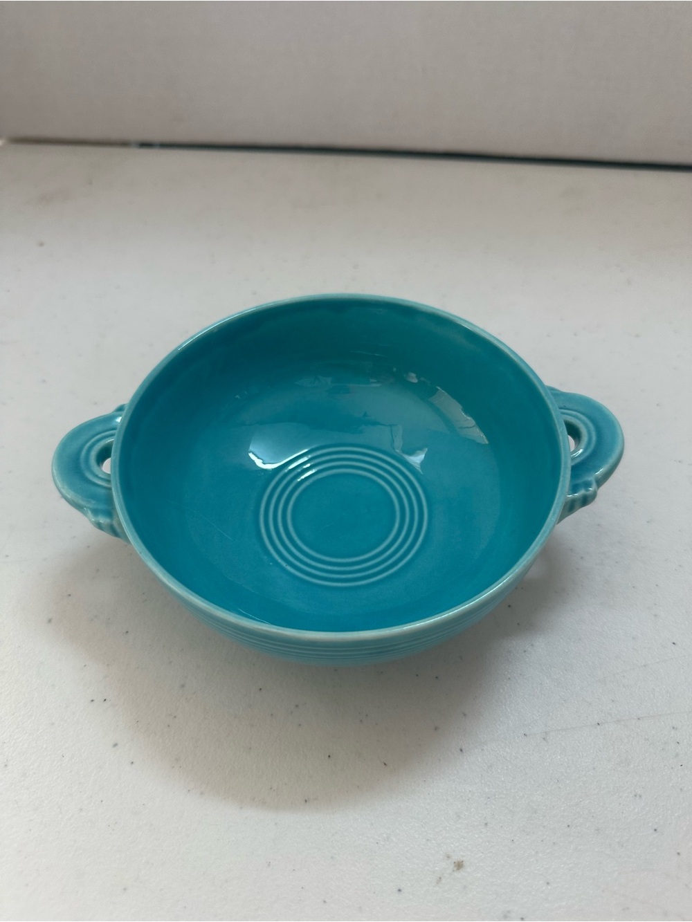 Fiesta Ware Blue Turquoise CREAM SOUP BOWL Homer Laughlin MCM Dinner Vintage EUC